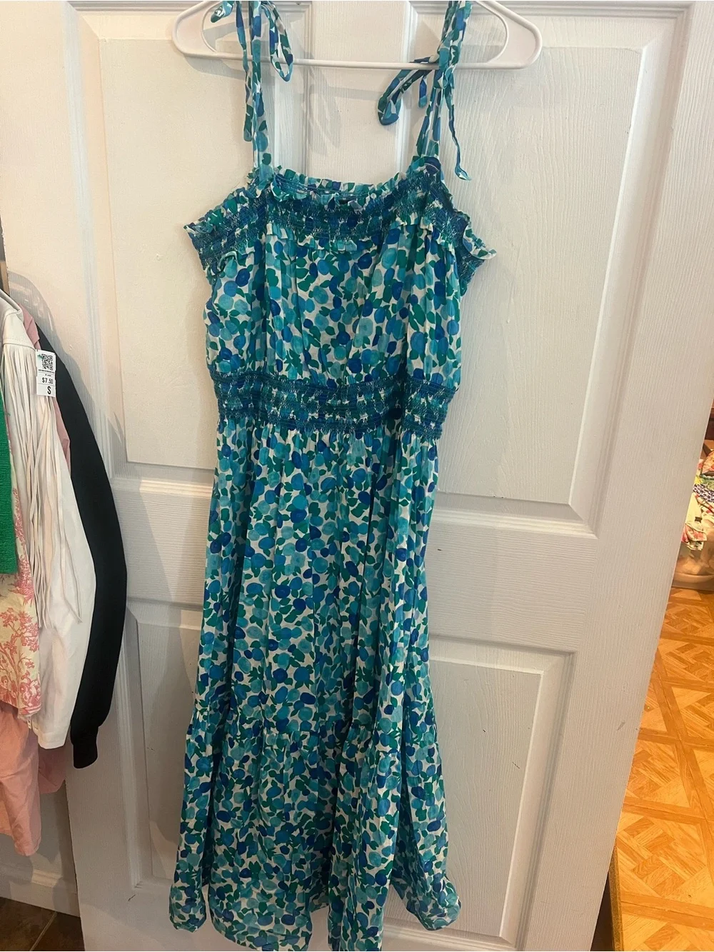 J. Crew Blue and Teal Floral Maxi Sundress